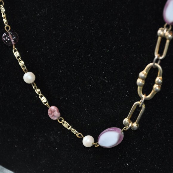 RARE Vintage DE WAN ITALY Necklace Gold Tone Signed Single Stand 37" - Picture 6 of 15